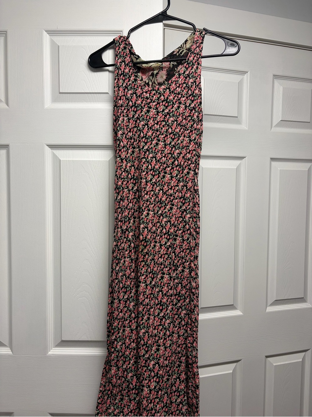 Reversible Floral Maxi Dress in Black & Pink